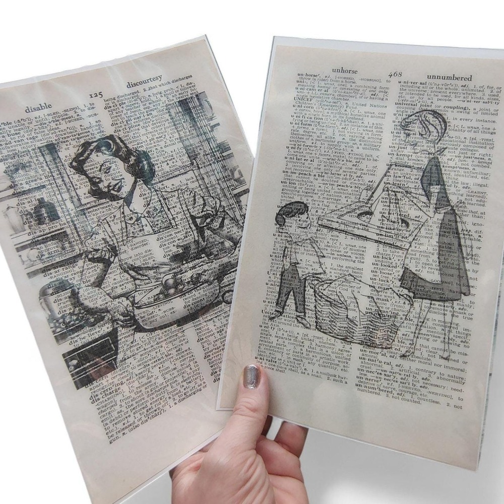 Retro Happy Housewife Dictionary Prints Vintage Wall Art Domesticated‎ Bliss 2